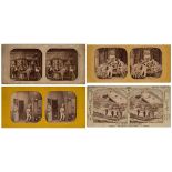 A group of twelve 19th century Tissue or French Tissue Stereoscope views:,