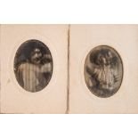 Two early 20th century celluloid two-way pictures of female nudes:, both in oval card frames, 7.