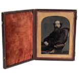 A mid 19th century ambrotype portrait of a bearded gentleman:, photographer unknown,