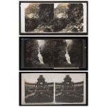 A group of nineteen monochrome stereoscopic diapositive glass slides:,