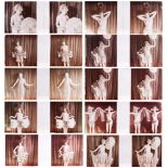 A group of ten glass diapositive stereoscopic slides of Moulin Rouge dancers by Jules Richard:,