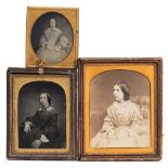 A group of three ambrotype portraits of women:, photographers unknown, all with gilt frames,