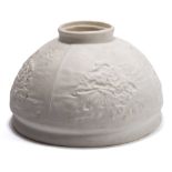 An early 20th century German porcelain lithophane oil lamp shade:,