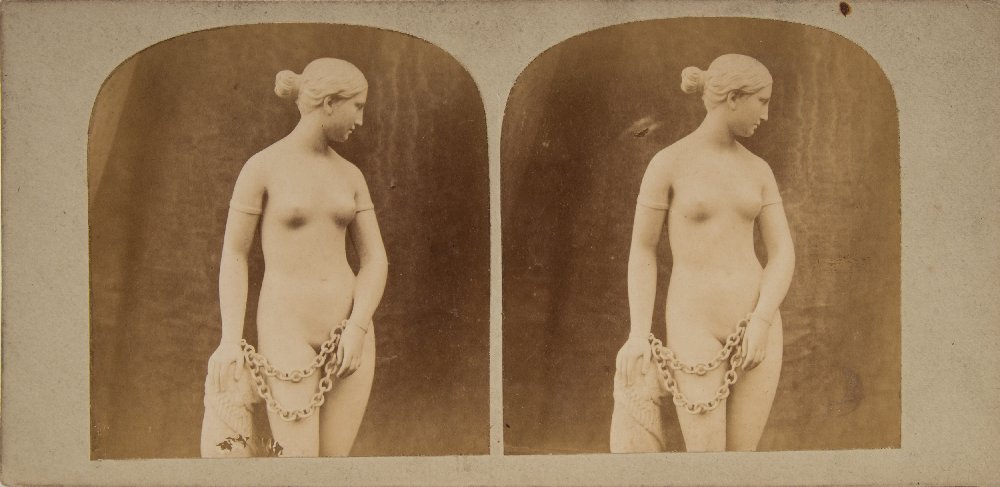 Great Exhibition 1851 a stereoscope photograph of 'The Greek Slave' marble statue by Hiram Powers:,