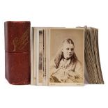 Carte de Visite : A collection of 44 carte de visite photographs in a red morocco book shaped box.