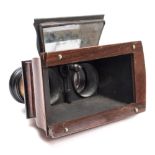 A Victorian burr walnut Brewster type stereoscopic viewer,