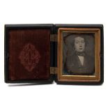 A Victorian daguerreotype portrait of a young man:, photographer unknown,