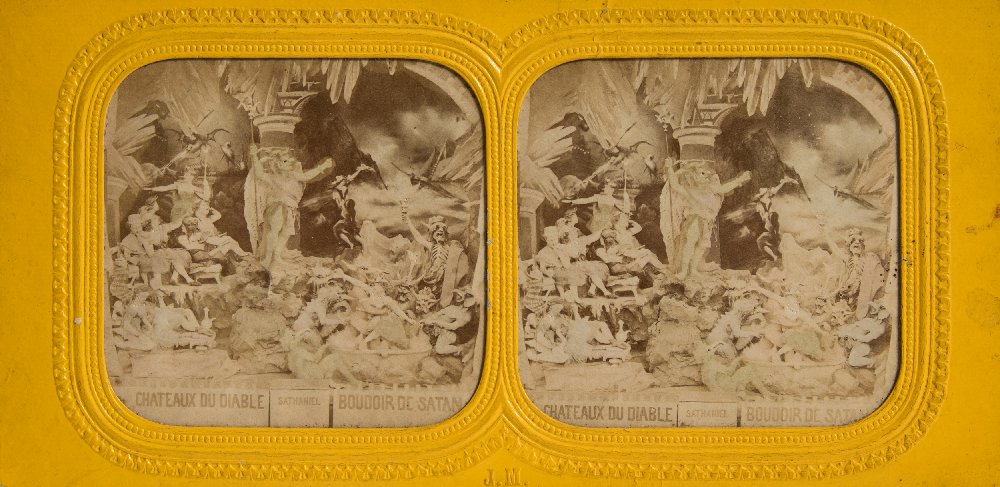 A group of twenty-five mid-19th century stereoscopic tissue cards including Diables:, - Image 14 of 21