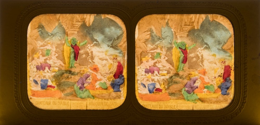 A group of twenty-five mid-19th century stereoscopic tissue cards including Diables:, - Image 15 of 21