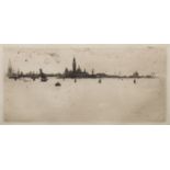 Joseph Pennell [1860-1926]-The Venetian lagoon:etching, 10 x 21cm, f & g.
