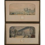 A pair of prints by George Baxter The Great Exhibition:, arch mounted, framed and glazed.