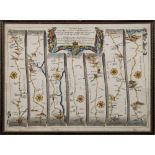 OGILBY, John - Exeter to Dorchester & Plymouth to Dartmouth : hand coloured road map, 450 x 315 mm,