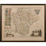 BLAEU, Jan - Devon : hand coloured map, 490 x 390 mm, f & g, c1645.