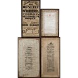 EXETER THEATRE ROYAL : Four Playbills including three printed on satin, f & g, 19th cent.