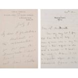 SUFFRAGETTES : two page letter signed Lydia Becker,