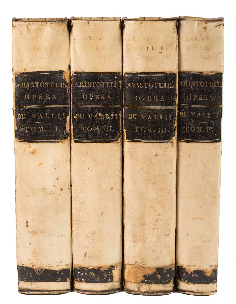 ARISTOTELES - Aristotelis Opera Omnia, Graece et Latine : 4 vols, vellum, folio, Paris, 1654.