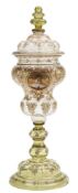 A large Bohemian glass cup and cover: in Moser style,