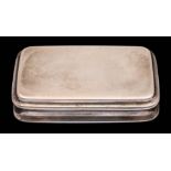 A George III silver snuff box, maker John Shaw, Birmingham, 1810: of rectangular outline 7cm wide,