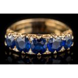 A late 19th century gold and sapphire five-stone,