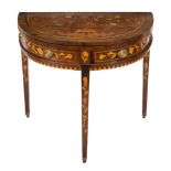 An early 19th Century Dutch mahogany and floral marquetry side table:, of D-shaped outline,