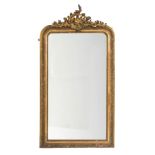 A Victorian carved gilt gesso pier mirror:, with acanthus Rococo scroll and flowerhead cresting,