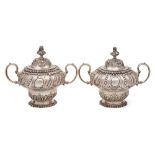 A pair of Victorian silver tea caddies, maker Frederick Bradford Macrea, London,