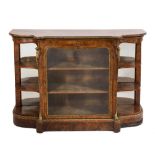 A Victorian burr walnut, banded, inlaid and gilt metal mounted credenza:,