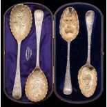 A pair of Victorian silver gilt berry spoons, maker's mark GB possibly George Bindoff, London,