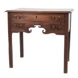 A George III mahogany rectangular side table:, the top with a moulded edge,