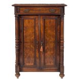 A late 19th Century Continental walnut side cabinet:, in the Aesthetic taste,