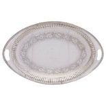 A late Victorian silver two-handled tray, maker Henry Stratford, Sheffield, 1900: of oval outline,
