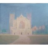 * John Miller [1931-2002] - Exeter Cathedral, a study,:- oil on canvas 66 x 76cm. * Provenance.