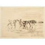 * Edmund Blampied [1886-1966]- Ponies and a trap on a beach, 1925:- etching,