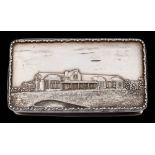 OF GOLFING INTEREST An Elizabeth II silver castle type snuff box, maker Garrard & Co Ltd,