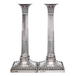 A pair of Victorian silver Corinthian candlesticks, maker Streeter & Co Ltd, London,