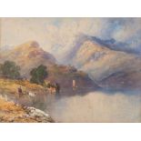 Thomas Miles Richardson [1813-1890]- Snowdon, Figures by a Highland loch,:- two,