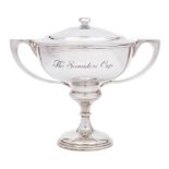 A George V silver two-handled trophy cup and cover, maker S Blanckensee & Sons Ltd, Birmingham,