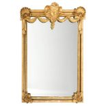 A Continental carved giltwood and gesso rectangular wall mirror:,