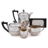 A 20th century matched four-piece tea and coffee service, maker J A Restall & Co, Birmingham, 1921,