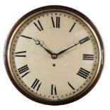 A late-Georgian mahogany convex dial wall clock: having an eight-day duration timepiece fusee