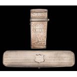 A Victorian silver toothpick case, maker Francis Clark, Birmingham, 1847: inscribed,