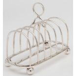 A George V silver six-division toast-rack,