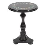 A Victorian black marble and inlaid circular occasional table:,