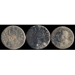 James II, Charles II and William & Mary, three tin farthings: (3).