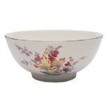 A First Period Worcester bowl decorated in the atelier of James Giles: painted with floral sprays