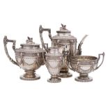 A Victorian silver four-piece tea and coffee service, maker John Newton Mappin, London,