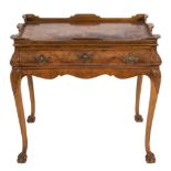 A Dutch burr walnut rectangular silver table:, in the early 18th Century taste,