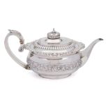 A George III silver teapot, maker Samuel Hennell & John Terry, London, 1814: of oval outline,
