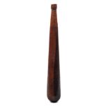 A Polynesian hardwood club: possibly Tongan, of cylindrical tapering form with knopped pommel,