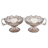 A pair of George V silver sweetmeat bowls, maker Viner's Ltd, Sheffield, 1932: of circular outline,